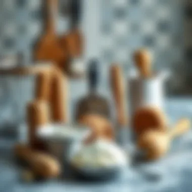 Tools for Baking Giants Essential baking tools arranged neatly for creating large cakes