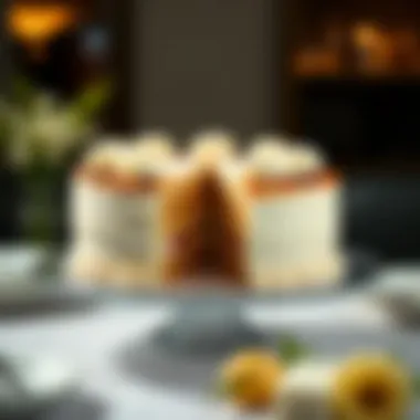 Elegant Cake Presentation An elegant presentation of sliced giant cake on a serving platter