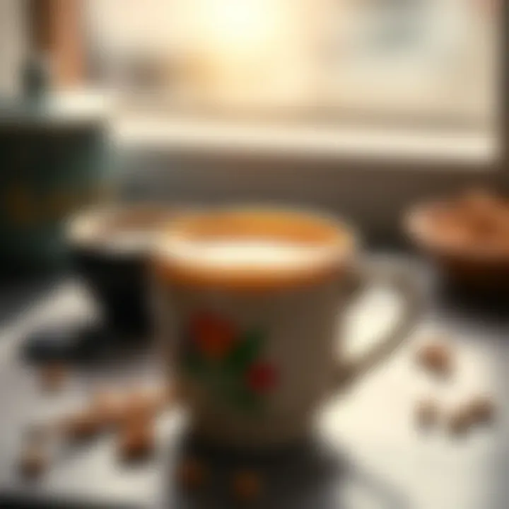 Cultural coffee drink served in an artistic mug