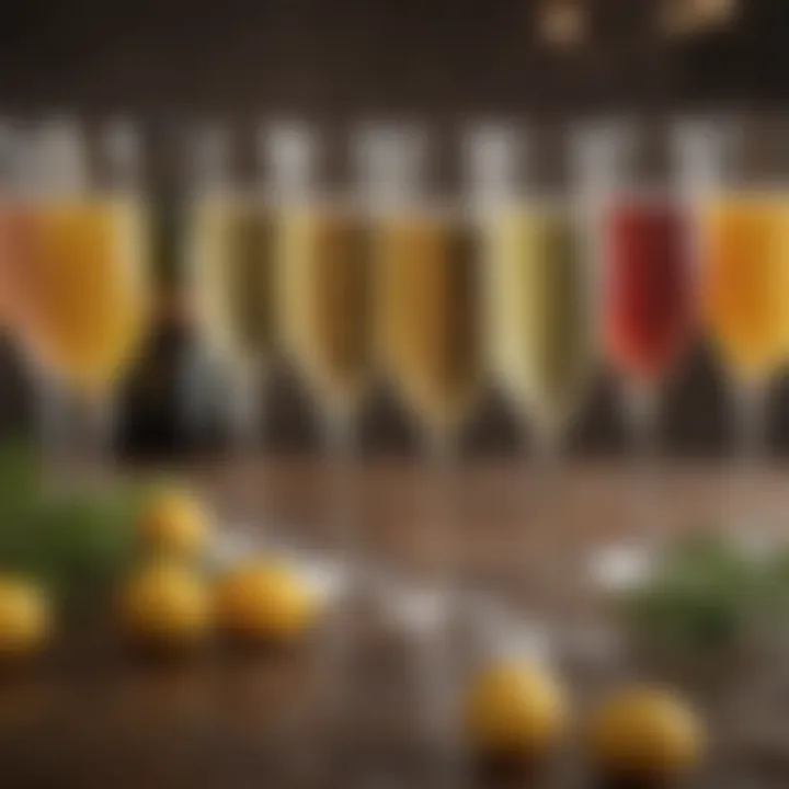 An assortment of sparkling wines for mimosa preparation