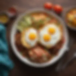 A beautifully plated Tex-Mex breakfast featuring huevos rancheros