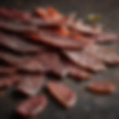 A close-up of high-quality jerky pieces