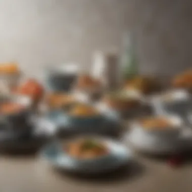 A variety of dinnerware styles displayed creatively