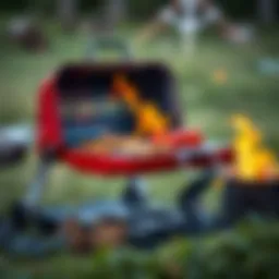 Stylish foldable grill in outdoor setting