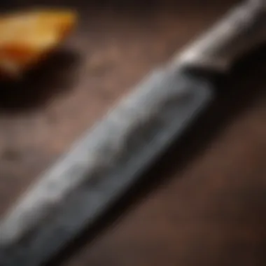 Close-up of a sharp blade showcasing the intricate craftsmanship of a forged knife