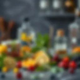 A vibrant array of fresh botanicals used in gin mixers