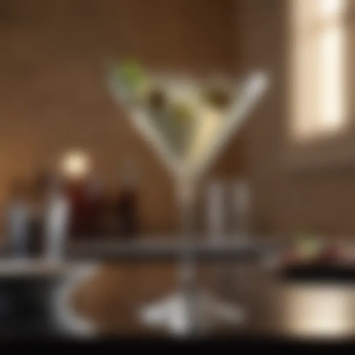 Elegant martini glass filled with a classic martini