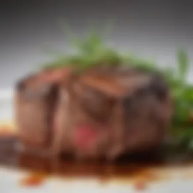 A perfectly grilled filet mignon, renowned for its tenderness and subtle taste.