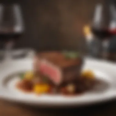 An elegant steak dinner plated with gourmet sides and garnishes to enhance the experience.