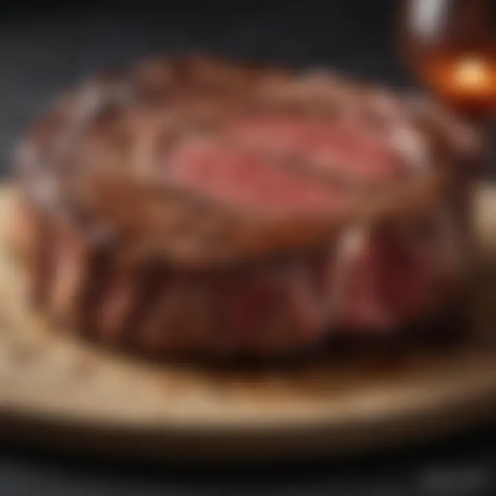 A beautifully marbled ribeye steak showcasing its rich texture and flavor.