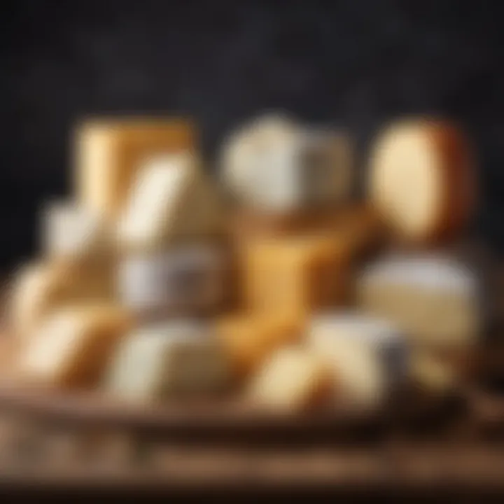 An array of regional cheeses from different parts of Britain.