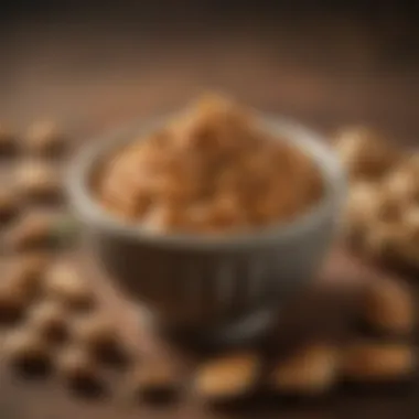 Close-up of rich peanut paste infused with aromatic spices