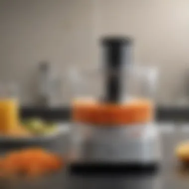Cuisinart food processor with the shredding disc attached, ready for use.