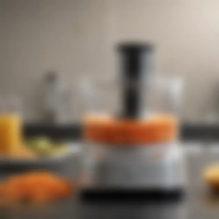 Cuisinart food processor with the shredding disc attached, ready for use.
