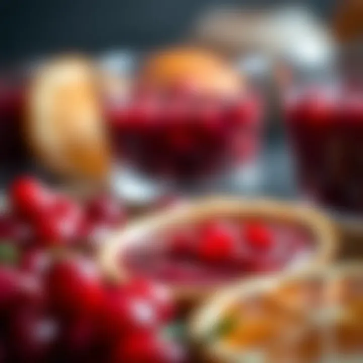 A close-up of fresh cranberries and oranges, highlighting key ingredients