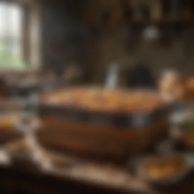 A historical representation of gb casseroles in a rustic kitchen setting.