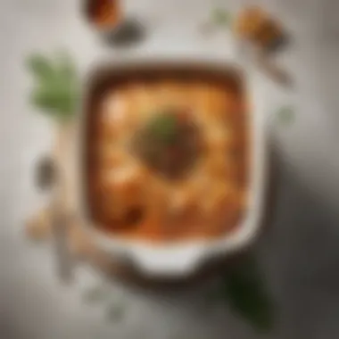 Artfully Plated gb Casserole A beautifully plated gb casserole garnished with herbs and spices, ready to impress.