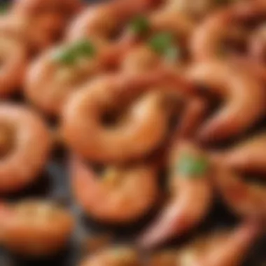Succulent Prawns Marinated in Spices A close-up of succulent prawns marinated in spices