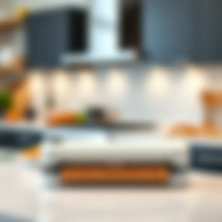 A sleek vacuum sealer on a kitchen countertop