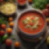 A vibrant display of fresh vegetables used in gazpacho