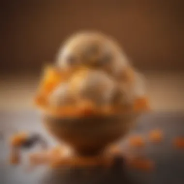 Creative Variations of Orange Chocolate Chip Ice Cream A creative variation of orange chocolate chip ice cream, showcasing different toppings and garnishes.