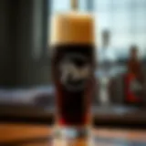 A stunning pour of PBR coffee beer showcasing its rich, dark color and frothy head.