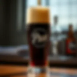 A stunning pour of PBR coffee beer showcasing its rich, dark color and frothy head.