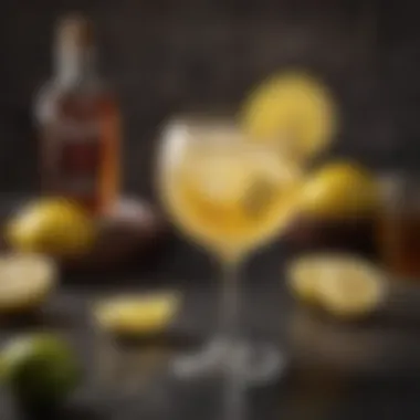 An elegant glass showcasing a classic rum-lemon cocktail with a twist of lemon peel