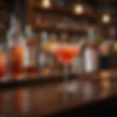 A historical depiction of a classic cocktail bar featuring vodka, ginger ale, and grenadine.