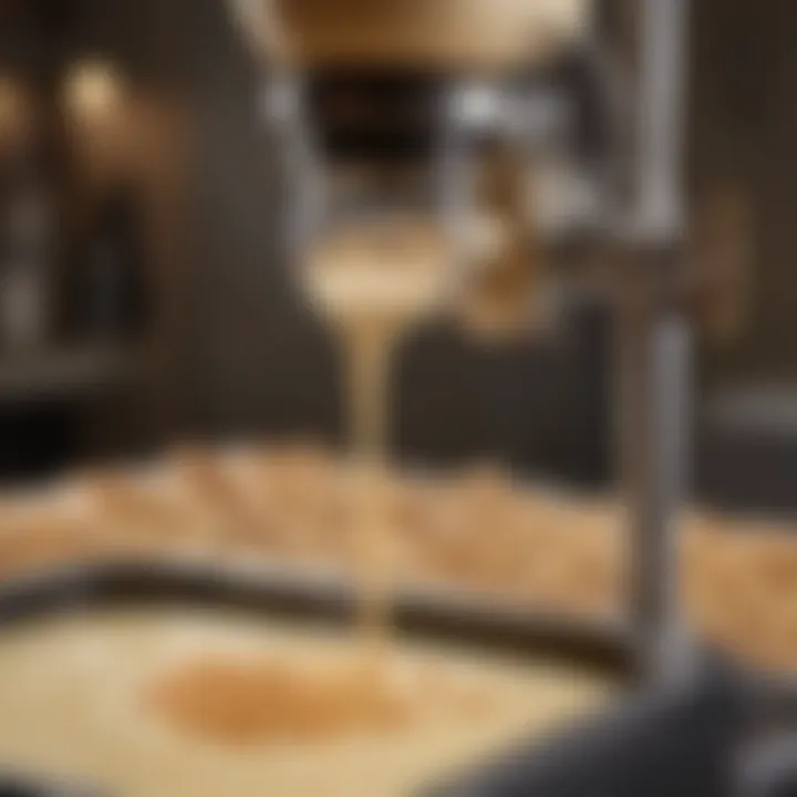 Close-up of a maple cream machine in action