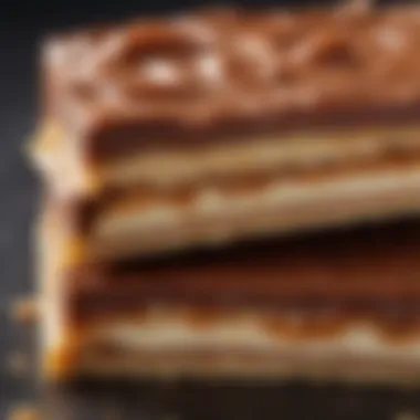 A close-up of a Mars Almond Candy Bar showcasing its layers.