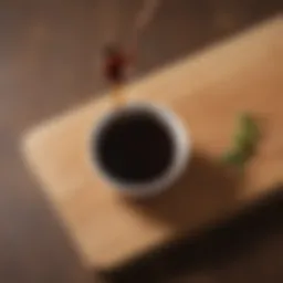 Ingredients of 0 calorie teriyaki sauce displayed on a wooden table