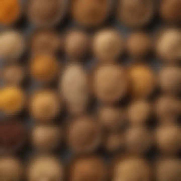 An assortment of whole grains displayed in elegant bowls highlighting their diverse textures.