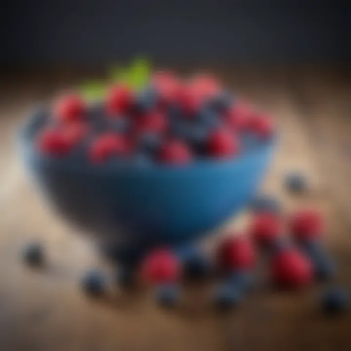 A vibrant bowl filled with a mix of blueberries and other berries