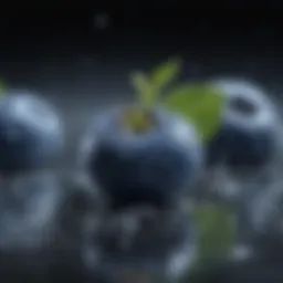 Close-up of fresh blueberries with droplets of water