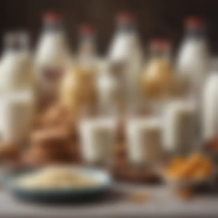 A visually appealing spread of various milk substitutes for baking