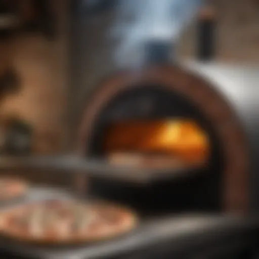 A pizza smoker oven in action, showcasing the smoking process