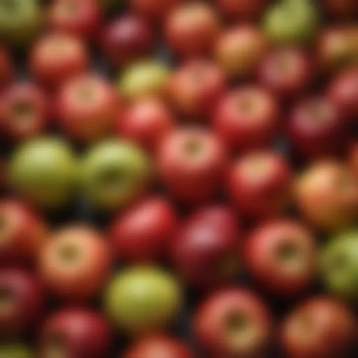 A close-up of unique Swedish apple varieties, highlighting their distinct colors and shapes.