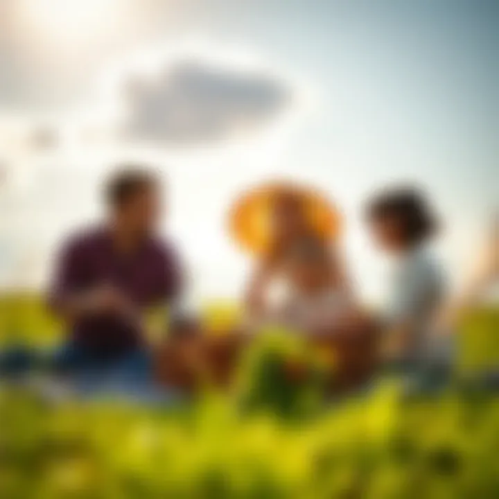A family enjoying a delightful picnic under a sunny sky