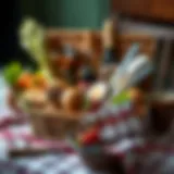 A beautifully arranged picnic basket filled with gourmet treats
