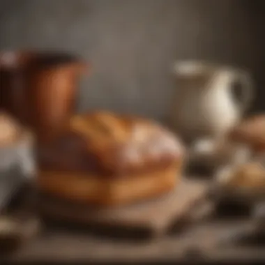 A rustic loaf of bread baked in a vibrant Le Creuset Dutch oven