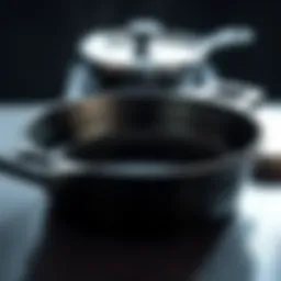 A beautifully seasoned cast iron skillet showcasing its glossy surface