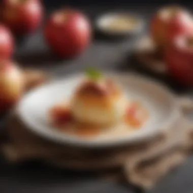 A tempting dessert showcasing Fuji apples, elegantly plated and decorated