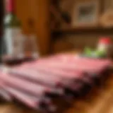 Artful Display of Red Wine Sticks A selection of red wine sticks displayed elegantly on a wooden table
