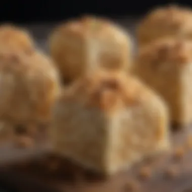 Gourmet Rice Crispy Treats Display An elegant presentation of gourmet rice crispy treats