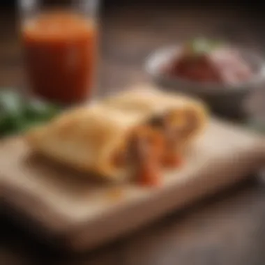 Plated Sausage Hot Pocket with Sauce A beautifully plated sausage hot pocket with dipping sauce