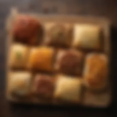 A variety of sausage hot pocket fillings displayed on a wooden board