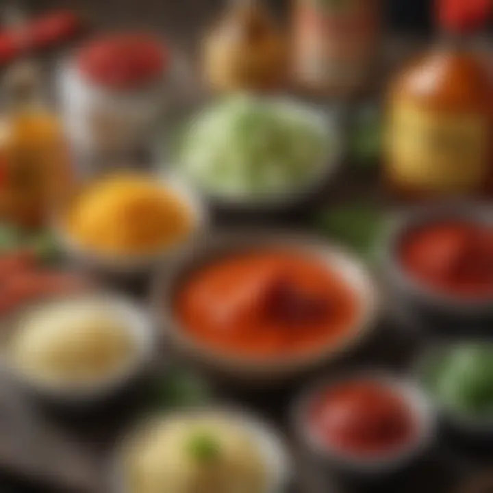 Close-up of exotic ingredients used in gourmet hot sauces