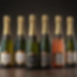 A beautifully arranged selection of champagne bottles showcasing various styles and labels.