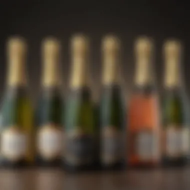 A beautifully arranged selection of champagne bottles showcasing various styles and labels.